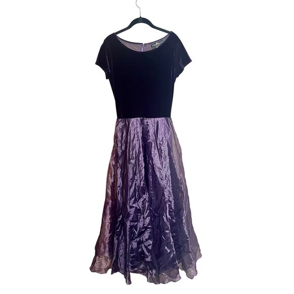 JS Collections Dress - Purple Velvet and Organza Maxi Evening Gown - 10 - Picture 1 of 7